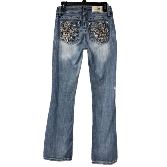 Miss Me - Mid-Rise Easy Boot Jeans - Fleur-de-Lis Embroidery - Size 26 - Picture 2 of 8